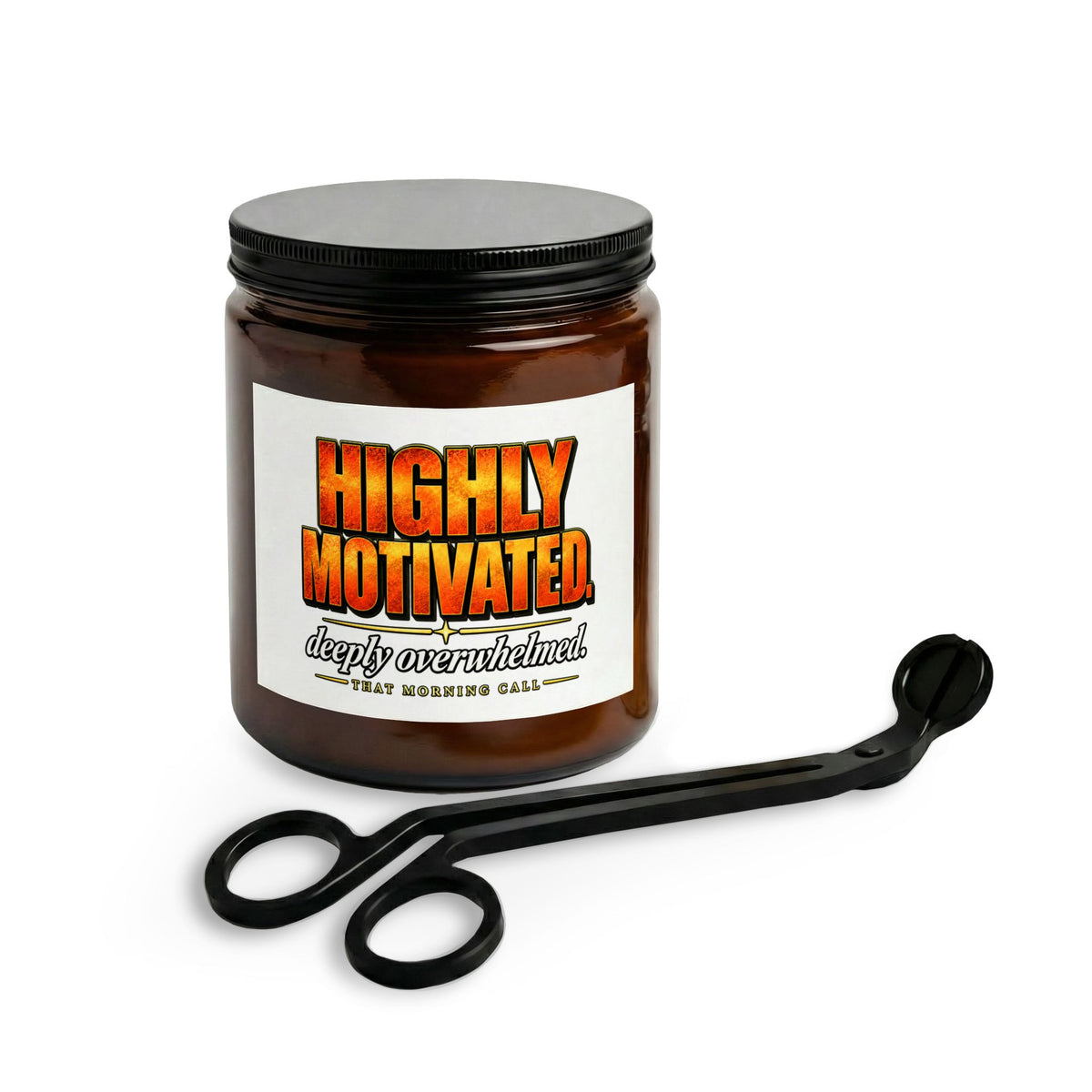 Candle — "Highly Motivated (Deeply Overwhelmed)" Scented Candle with Wick Trimmer Set