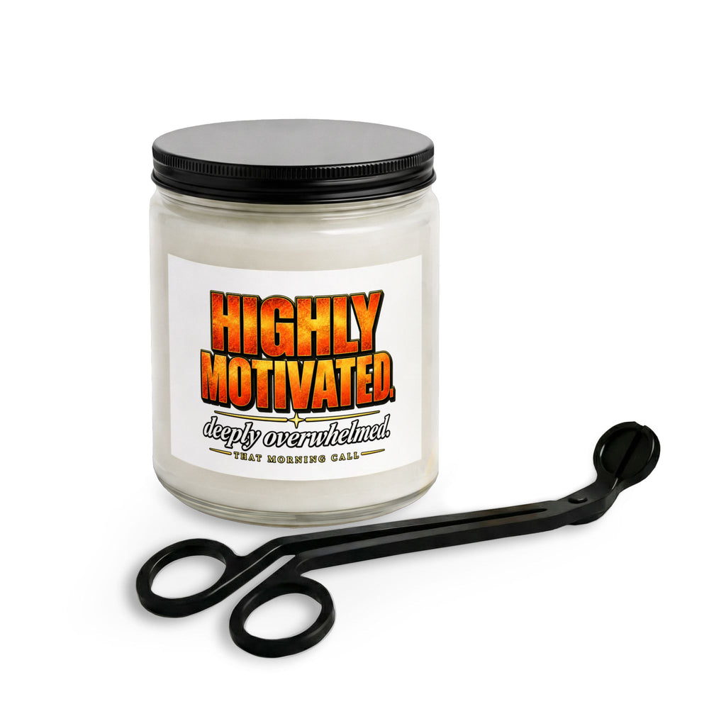 Candle — "Highly Motivated (Deeply Overwhelmed)" Scented Candle with Wick Trimmer Set