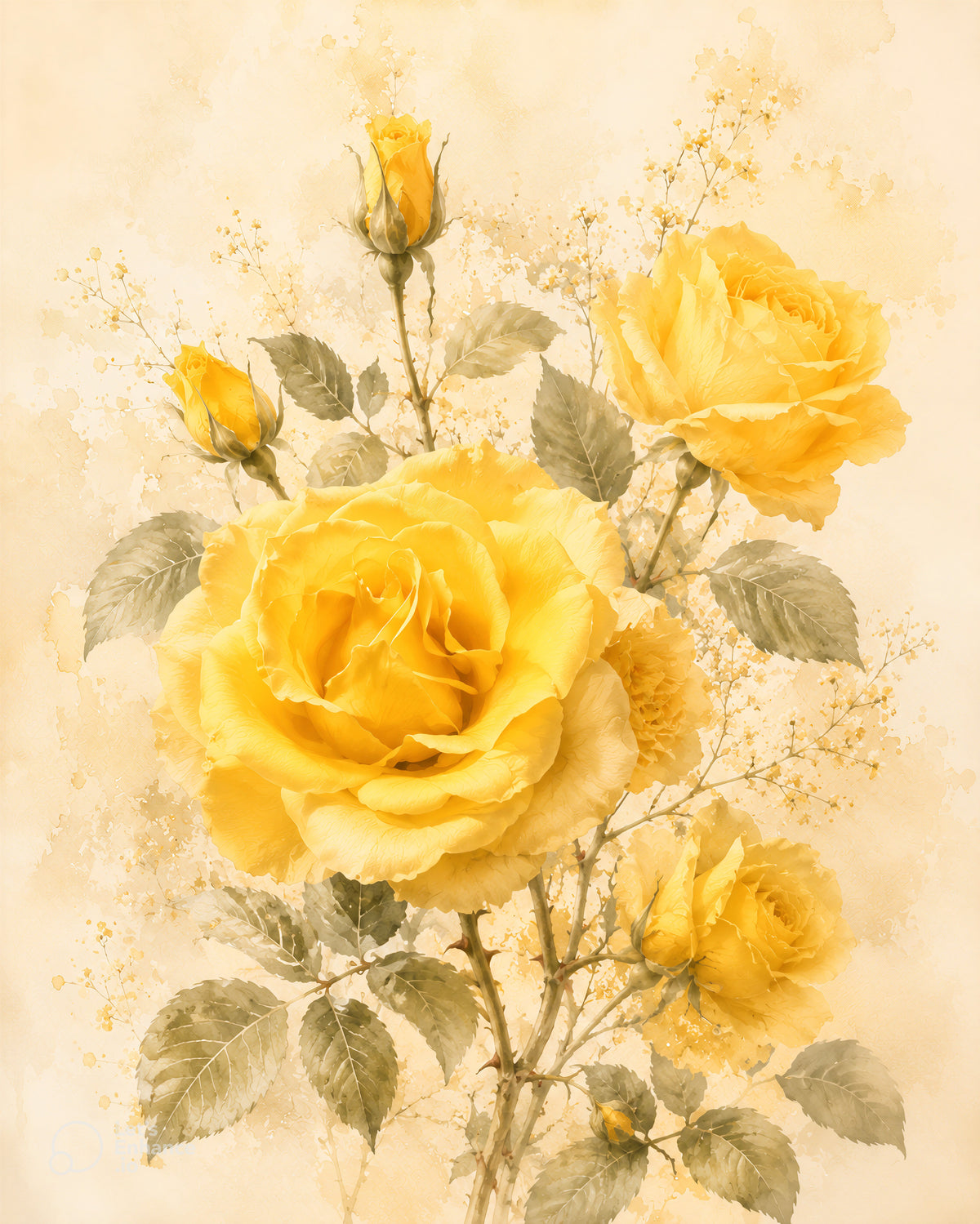 Golden Bloom Rose Wall Art (High Resolution)